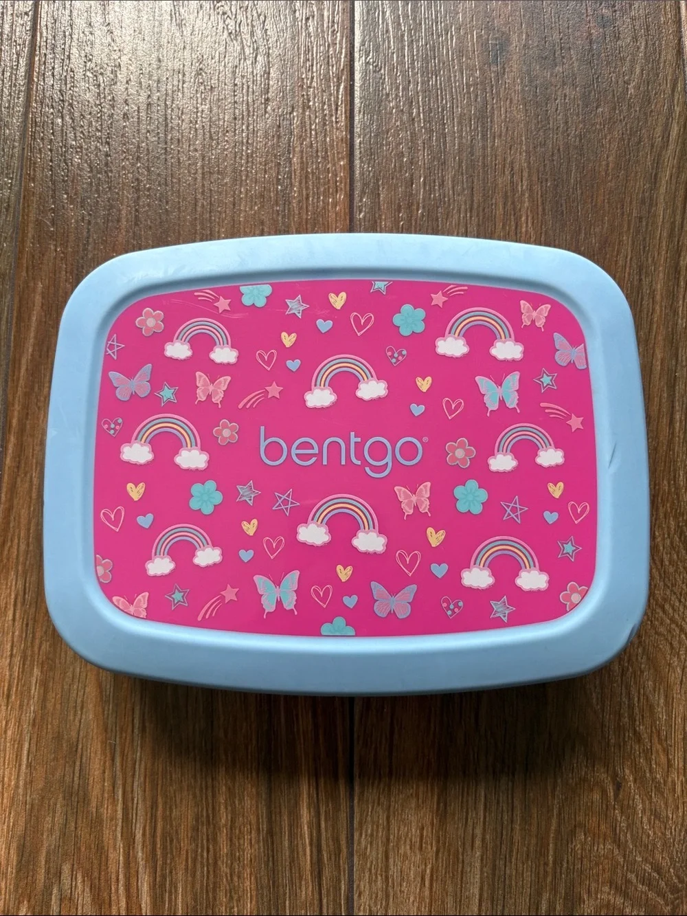 bentgo Kids Food Storage Lunch Box - Pink with Light Blue Trim